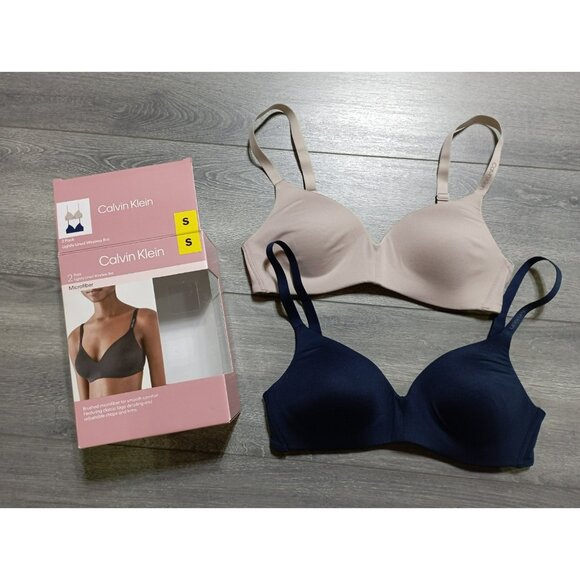 Calvin Klein 2 Pack Lightly Lined Wireless Bra Womens (Ostrich/Shore, Small) - Picture 1 of 2